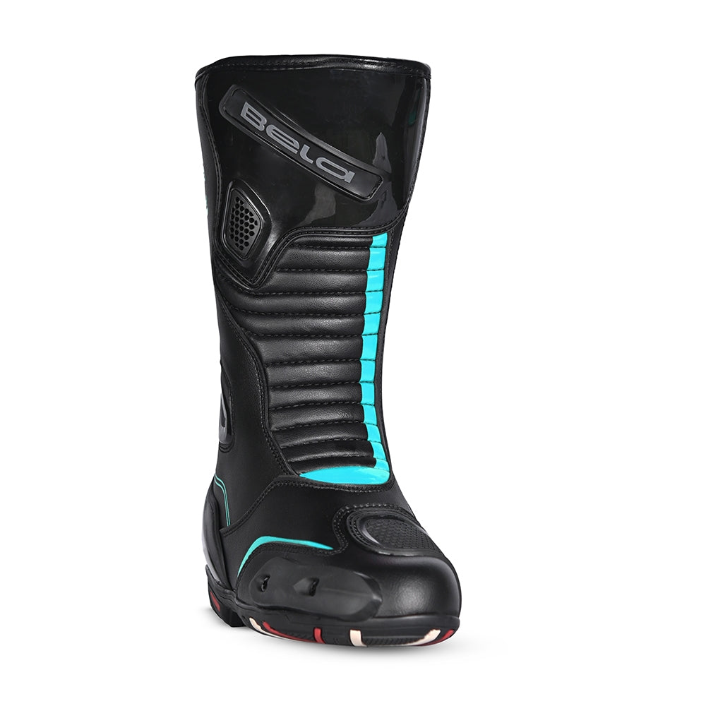 BELA STRIP Moto Couro Botas Senhora Turquesa Preta - Imagem frontal da Boots
