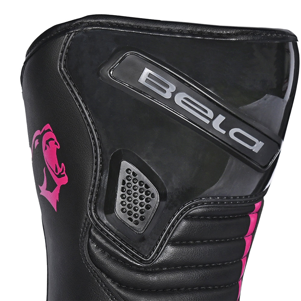 BELA STRIP Ladies Motorcycle Leather Boots Black Pink Fluorescent – 5 – Maximomoto PT