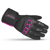 BELA TWIX Senhora Moto Textil Luvas Preto Rosa - Imagem frontal das luvas