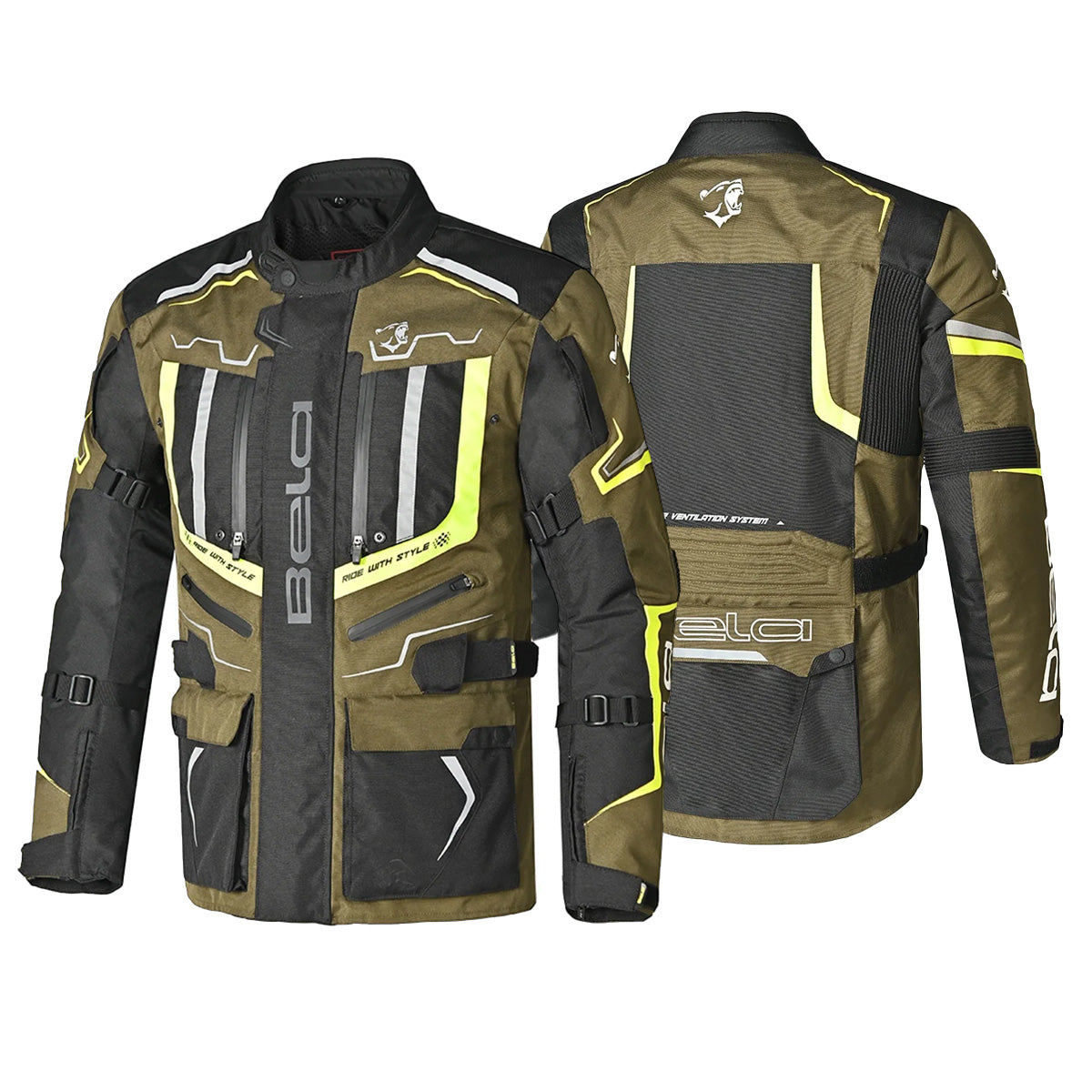 BELA WATSON Men's Motorcycle Jackets Black Khaki Yellow White – 2 – Maximomoto PT