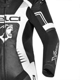BELA X RACE 1 PC Moto Couro Fatos Preto Branco -Imagem superior frontal direita do traje