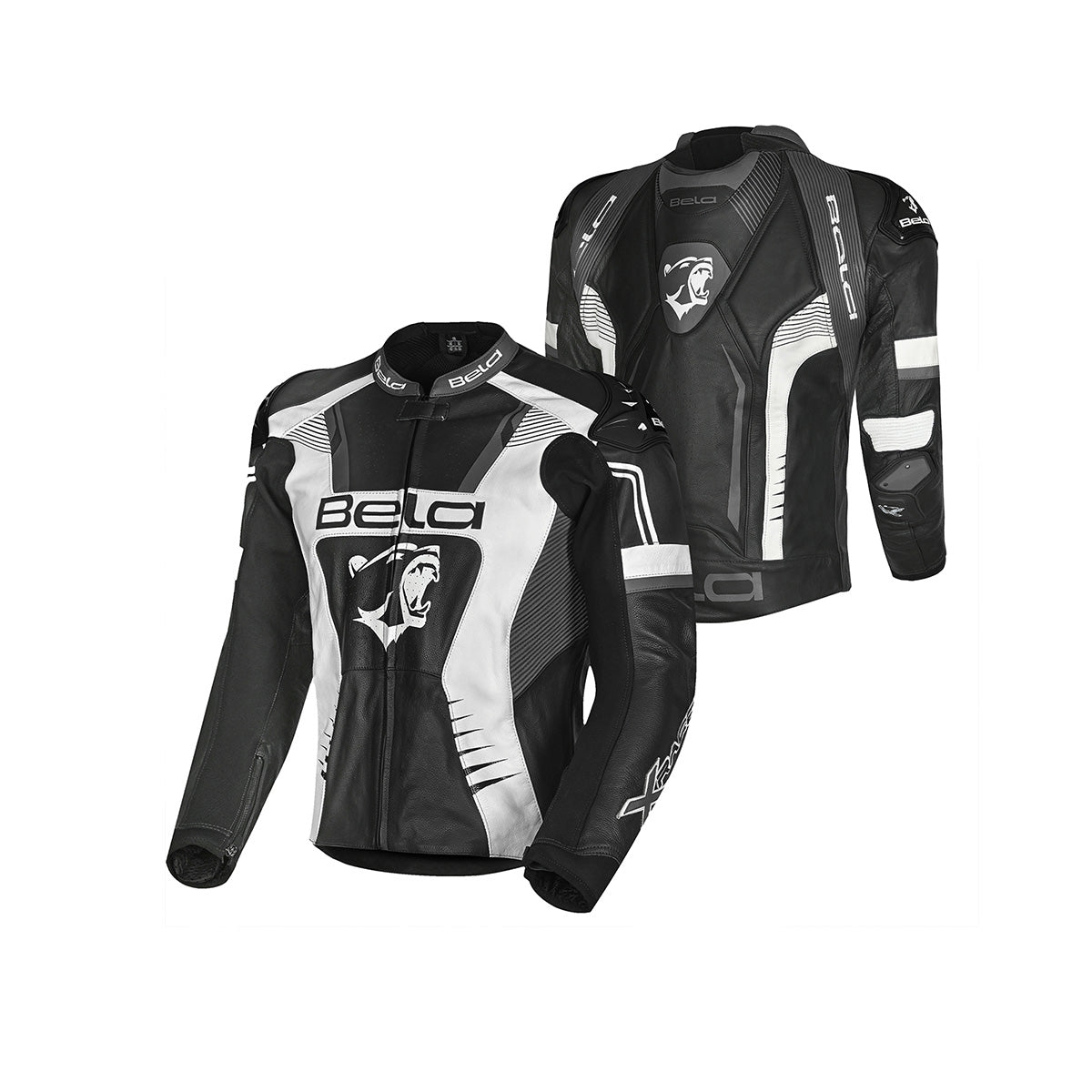BELA X RACE Moto Couro Casacos Preto Antra Branco - Imagem dupla de Casacos