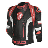 BELA X RACE Moto Couro Casacos Preto Branco Vermelho - Imagem traseira da ja Casacos