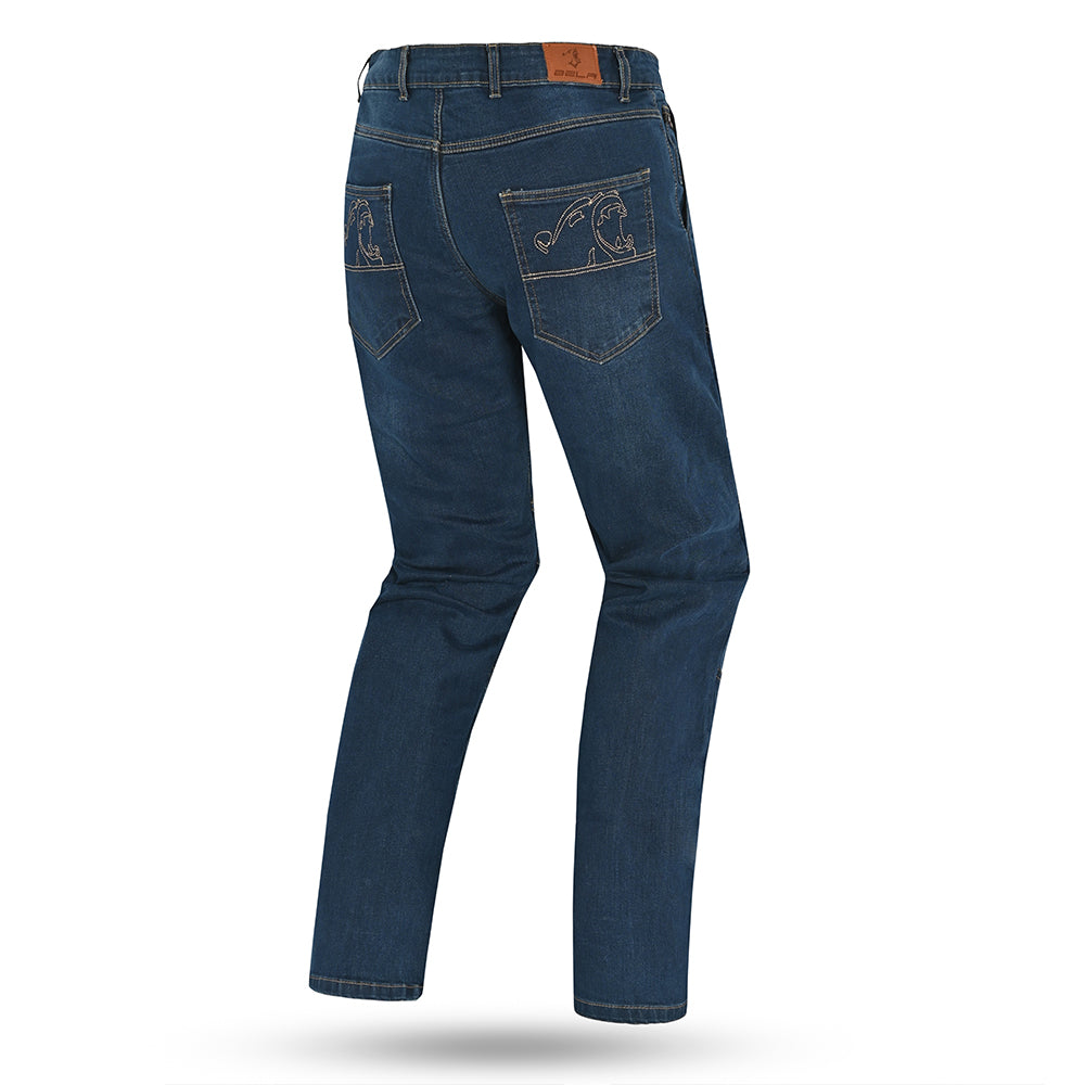 BELA VAQUERO Jeans Crack Moto Calças Azul
