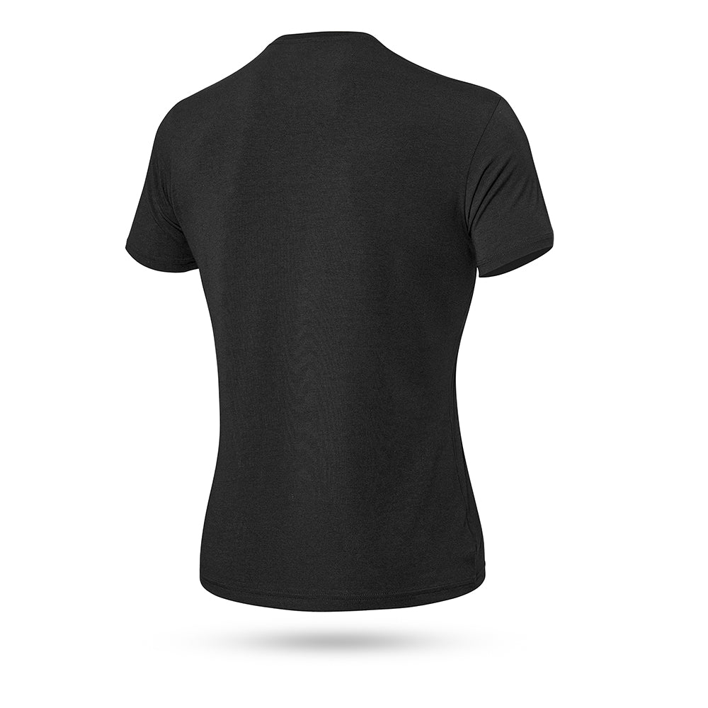 BELA Gola Redonda Camiseta Senhora Preto