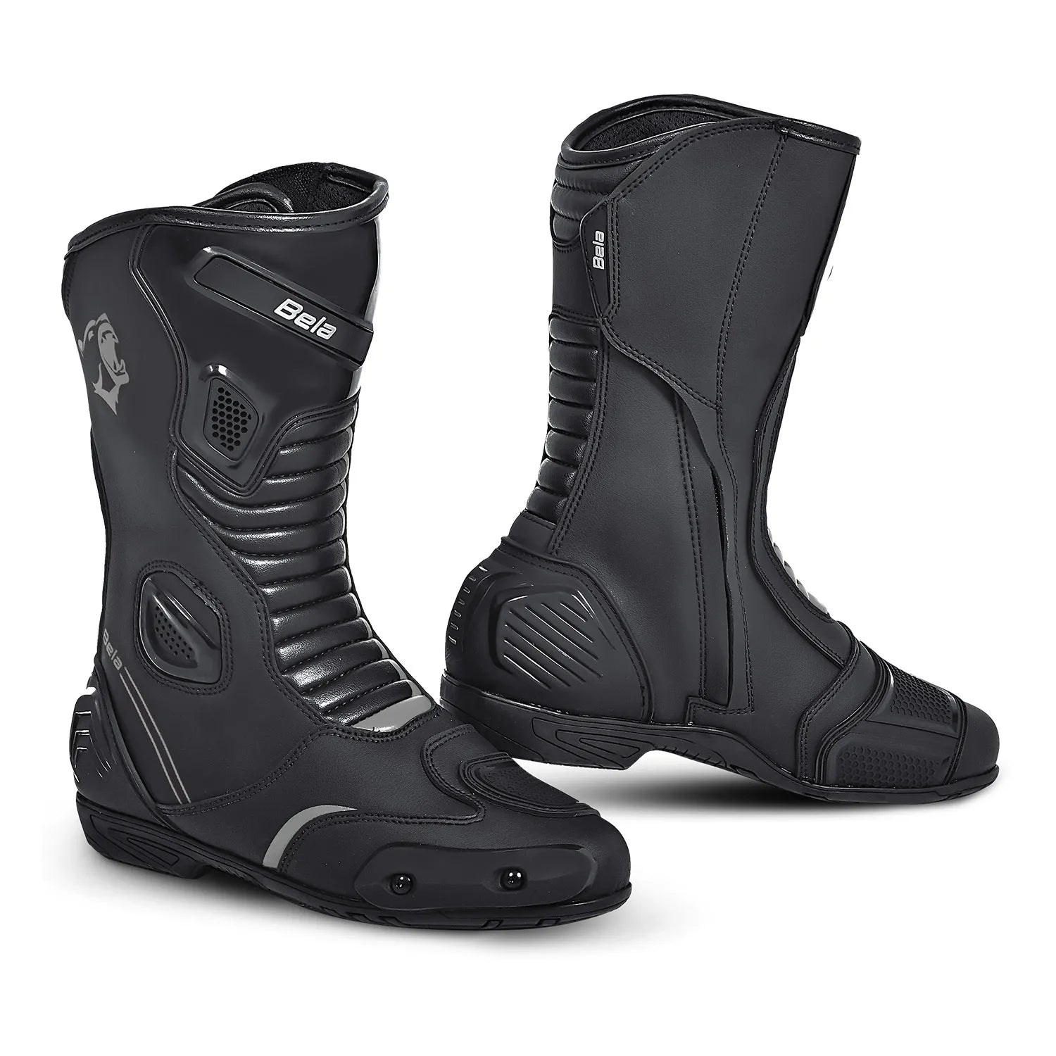 BELA STRIP Motorcycle Leather Boots Black Gray – 1 – Maximomoto PT