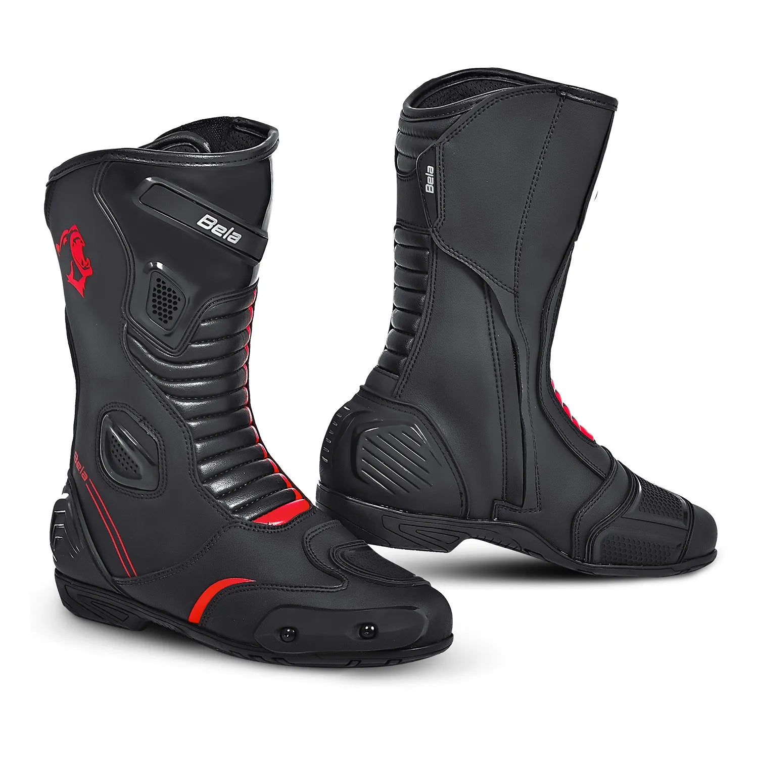 BELA STRIP Botas De Moto Couro Preto Vermelho – 1 – Maximomoto PT