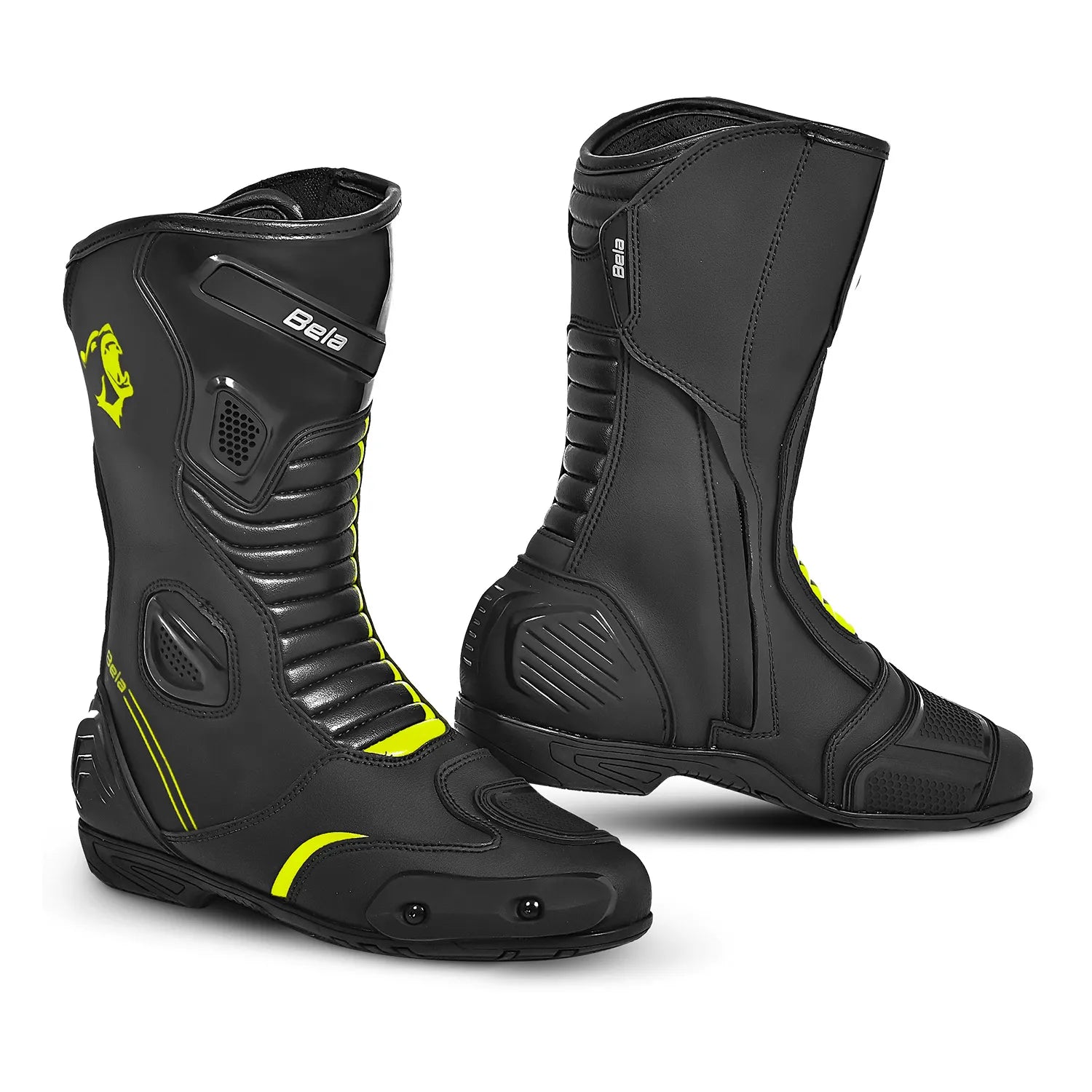 BELA STRIP Botas De Moto Couro Preto Fluorescente Amarelo – 1 – Maximomoto PT
