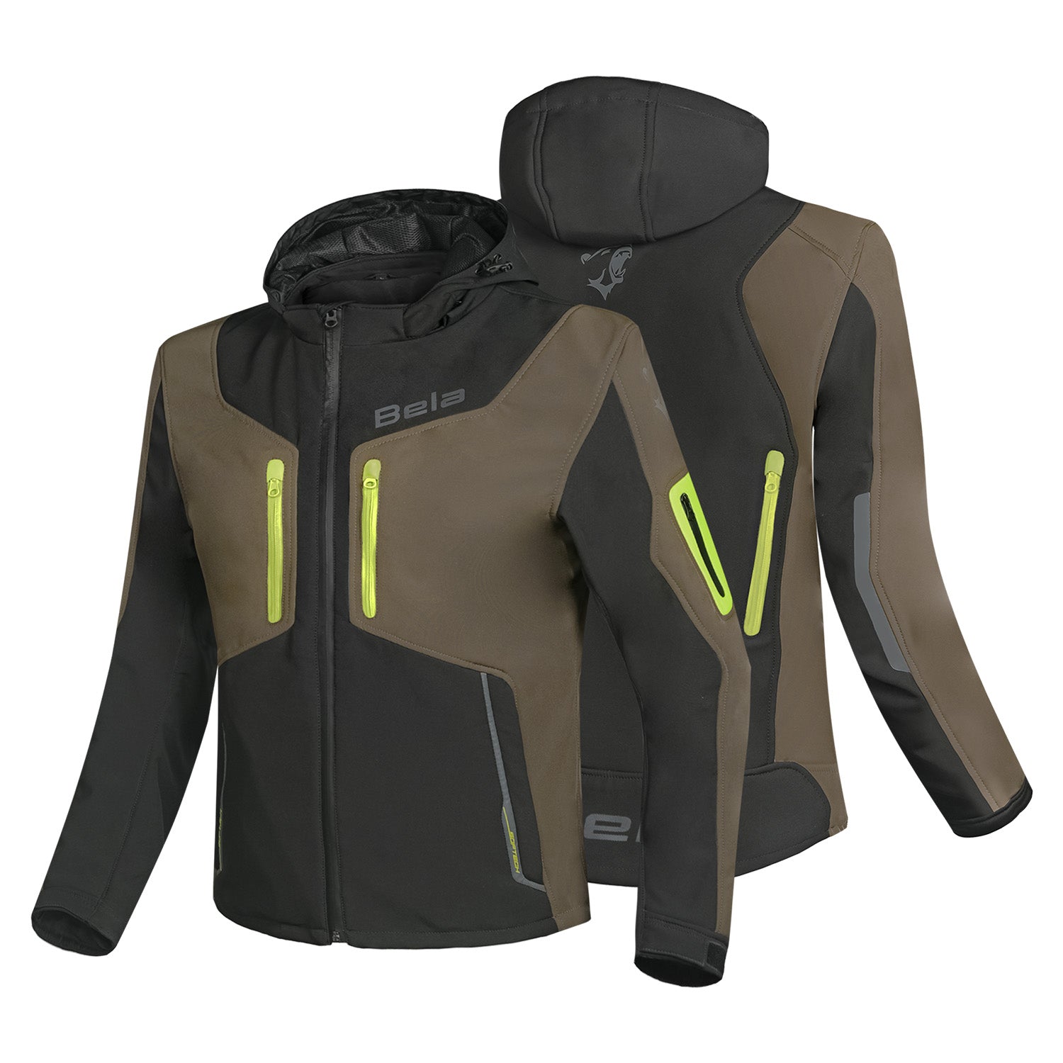 BELA FIRE FLY Motorcycle Hood Black Olive Green Fluorescent Yellow – 2 – Maximomoto PT