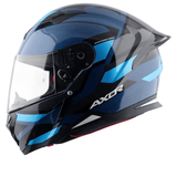 AXOR HUNTER CORNET Moto Integral Capacete Preto Azul
