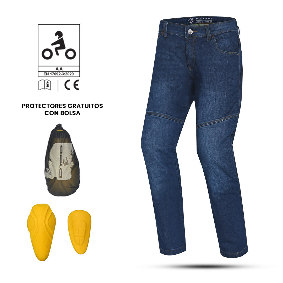 BELA STROKE (MXD-406) Jeans Moto Calcas Azul Sujo