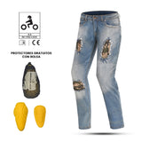 BELA STONE Jean Moto Calcas CE Approved AA Camuflagem Azul