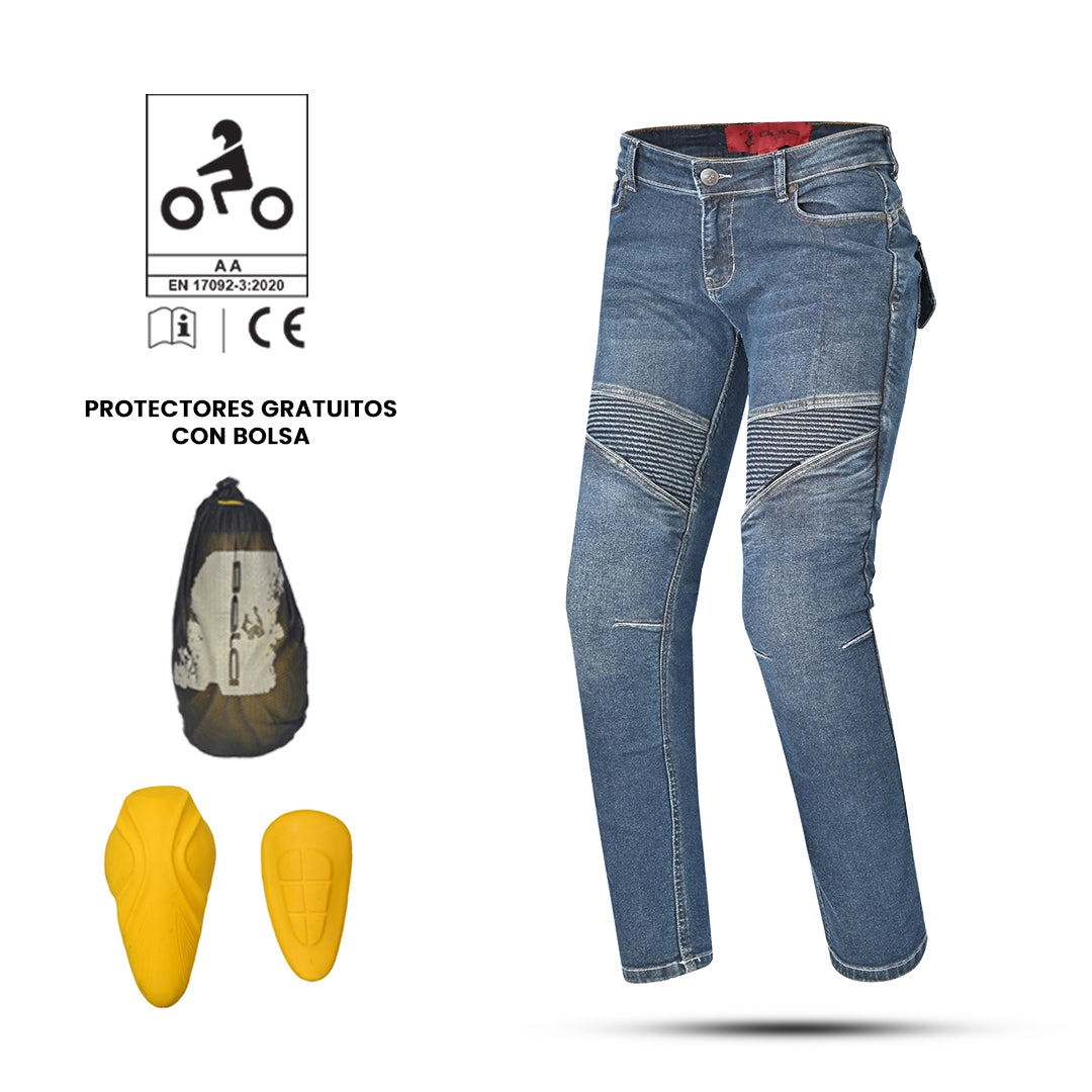Bela Rosekin Motocicleta mulher Denim Calças ganga Azul
