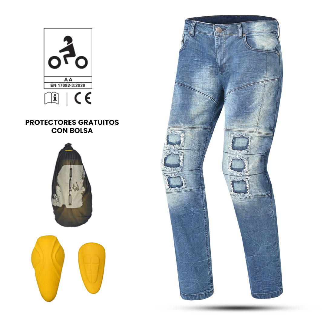 BELA PISTON (MXD-405) Jeans Moto Calcas Azul Sujo