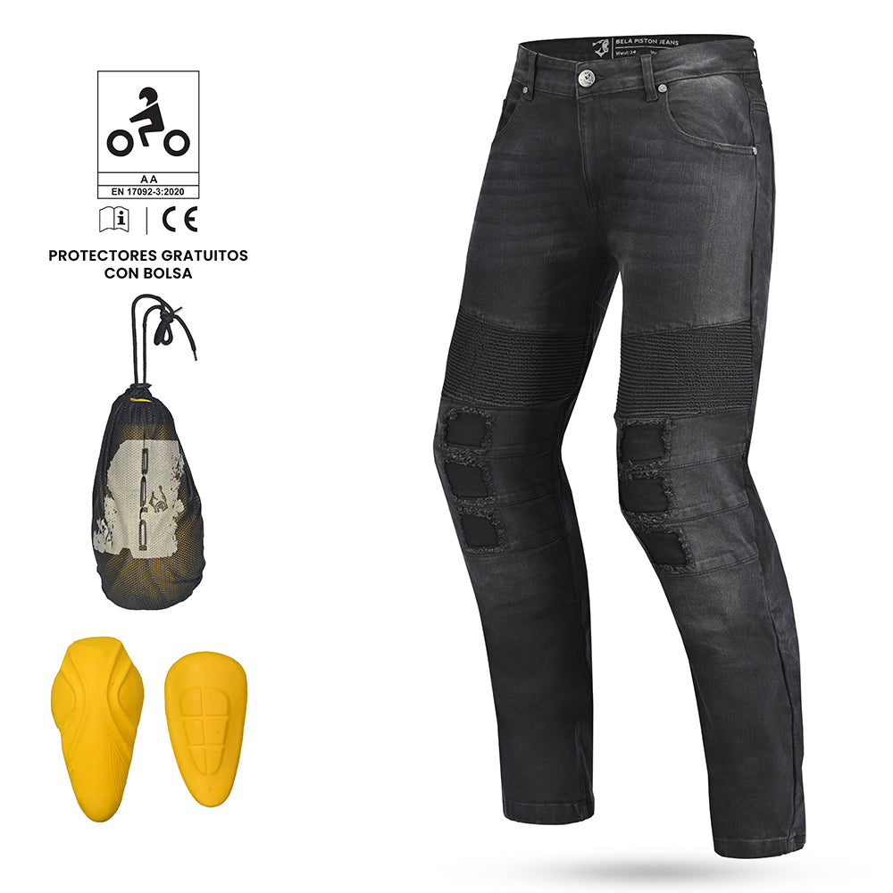 BELA PISTON Textile Denim Jeans Motorcycle Pants Black 34L – 3 – Maximomoto PT