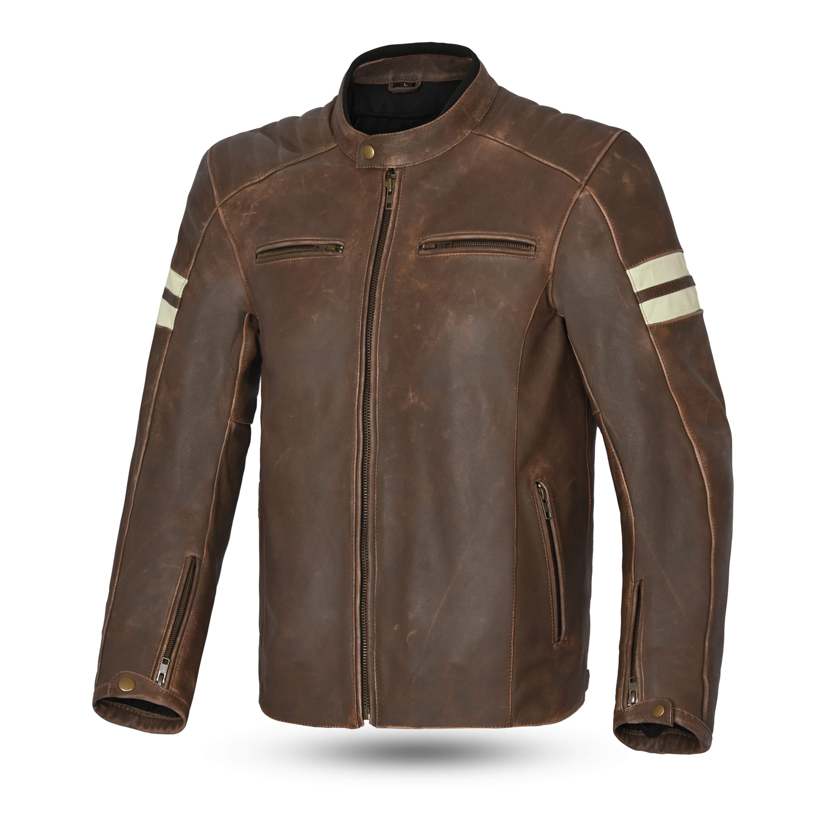 BELA STARK Moto Couro Casacos Marrom Vintage Beige – 1 – Maximomoto PT