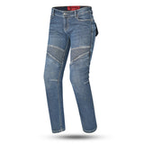 Bela Rosekin Motocicleta mulher Denim Calças ganga Azul