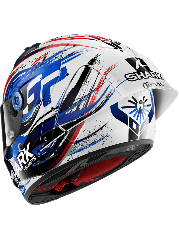 SHARK CASCO AERON-GP FIM RACING #1 FIRMA ZARCO REPLICA Blanco Negro Azul – 3 – Maximomoto PT