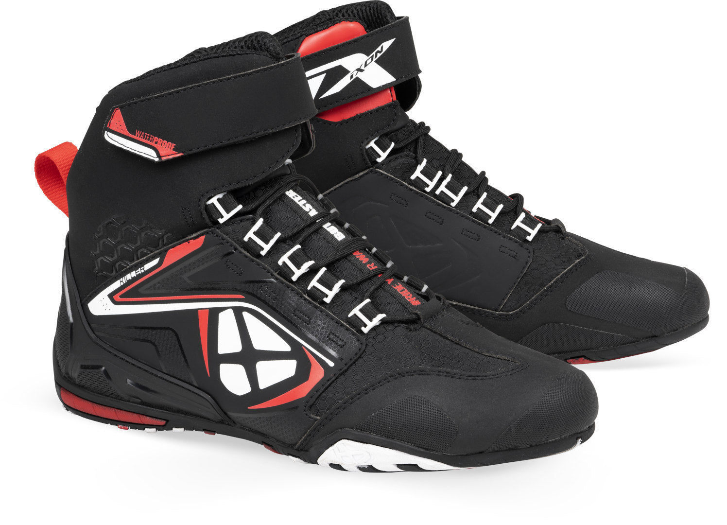 IXON KILLER WP MEN'S MOTORCYCLE BOOTS BLACK WHITE RED – 1 – Maximomoto PT