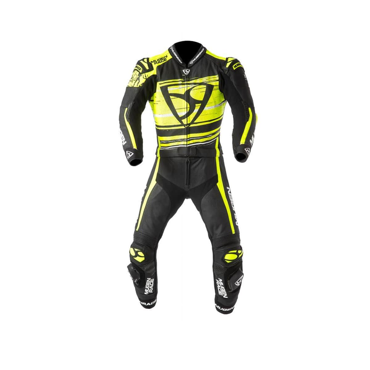 MUGENRACE MNR-2008 RC Max TRAJE Moto Fatos Couro Branco Preto Amarelo