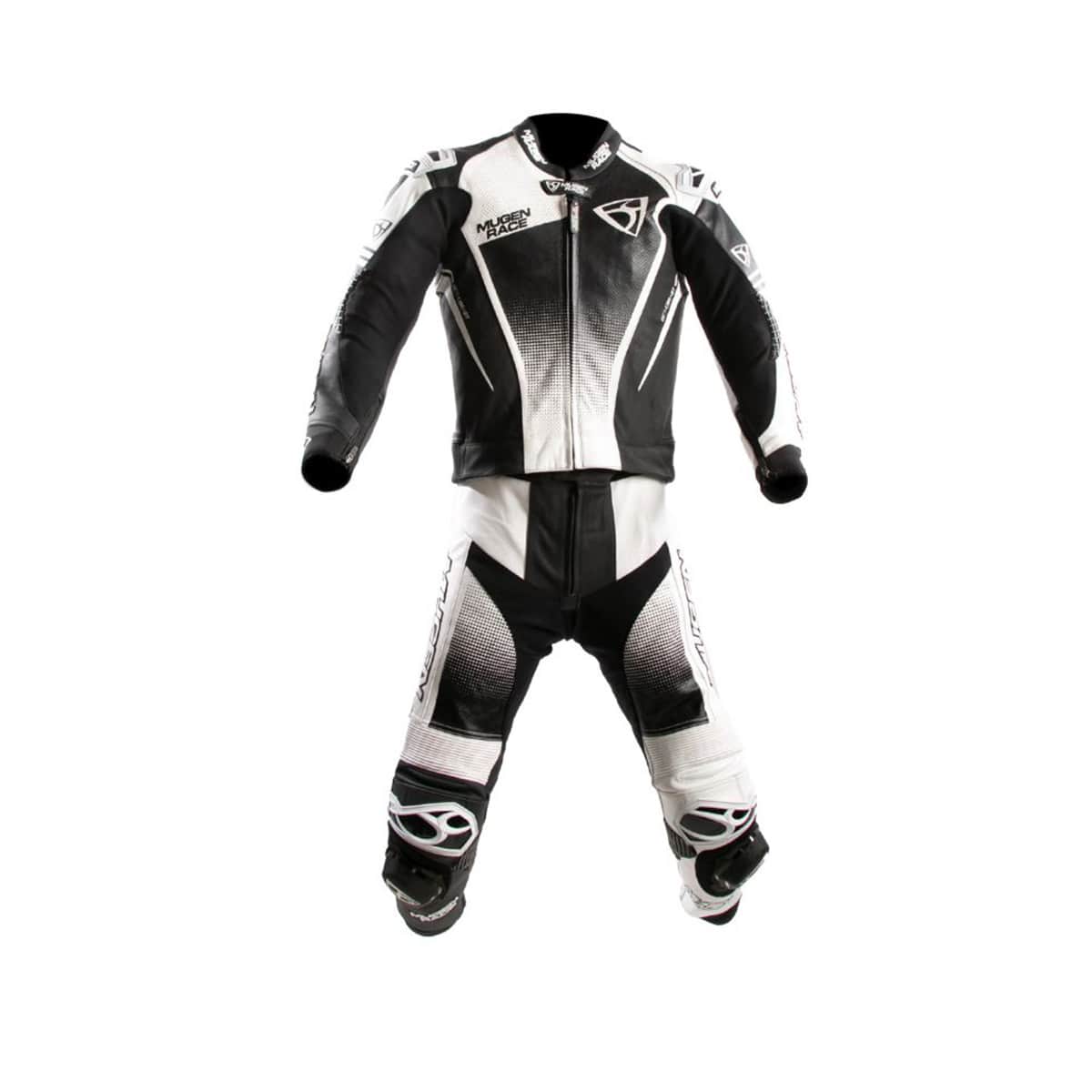 MUGENRACE MNR-2402 SIDEGUN 2 PC TRAJE Moto Couro Fatos Preto Branco
