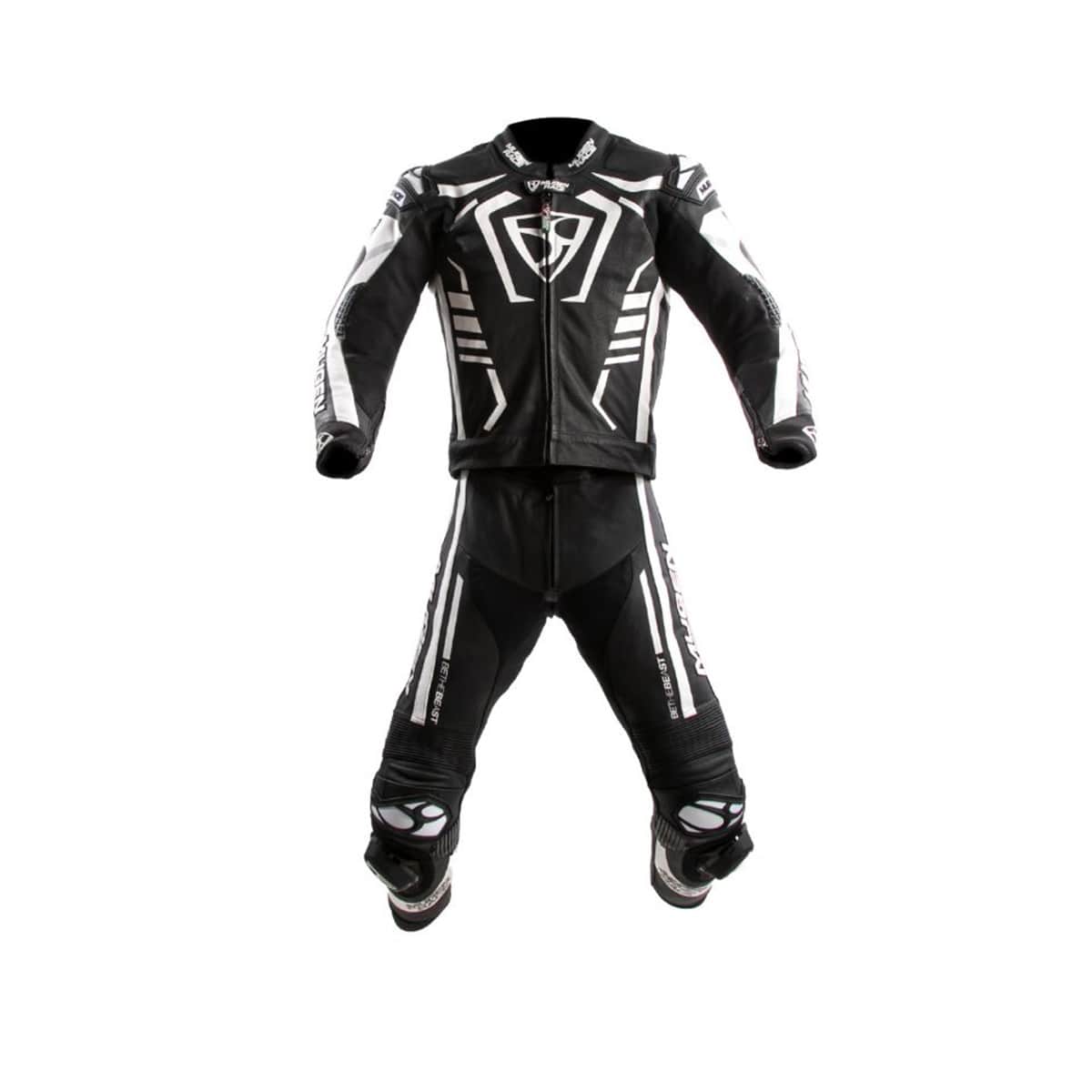 MUGENRACE MNR-2412 2 PC TRAJE Moto Couro Fatos Preto Branco