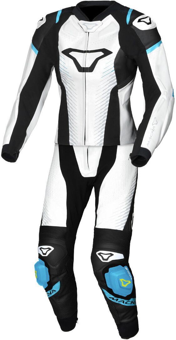 MACNA TRONNIQ 2 PC Moto Senhora Perforado Couro Fatos Branco Preto Azul – 1 – Maximomoto PT