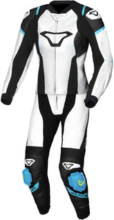 MACNA TRONNIQ 2 PC Moto Senhora Perforado Couro Fatos Branco Preto Azul – Maximomoto PT
