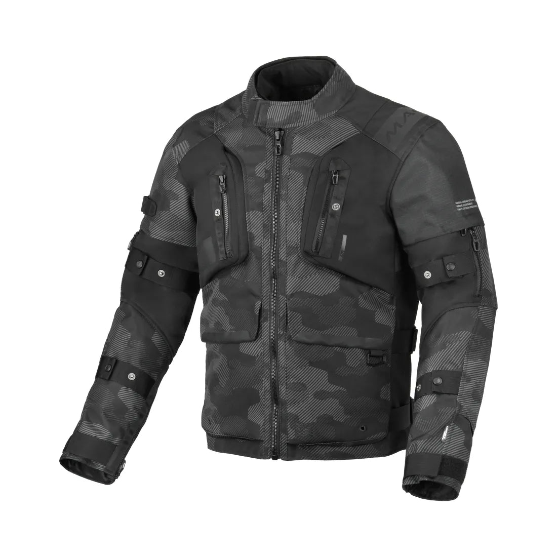 Chaqueta textil moto Macna Higera hombre 2 capas Negro Gris Camuflaje – 1 – Maximomoto PT