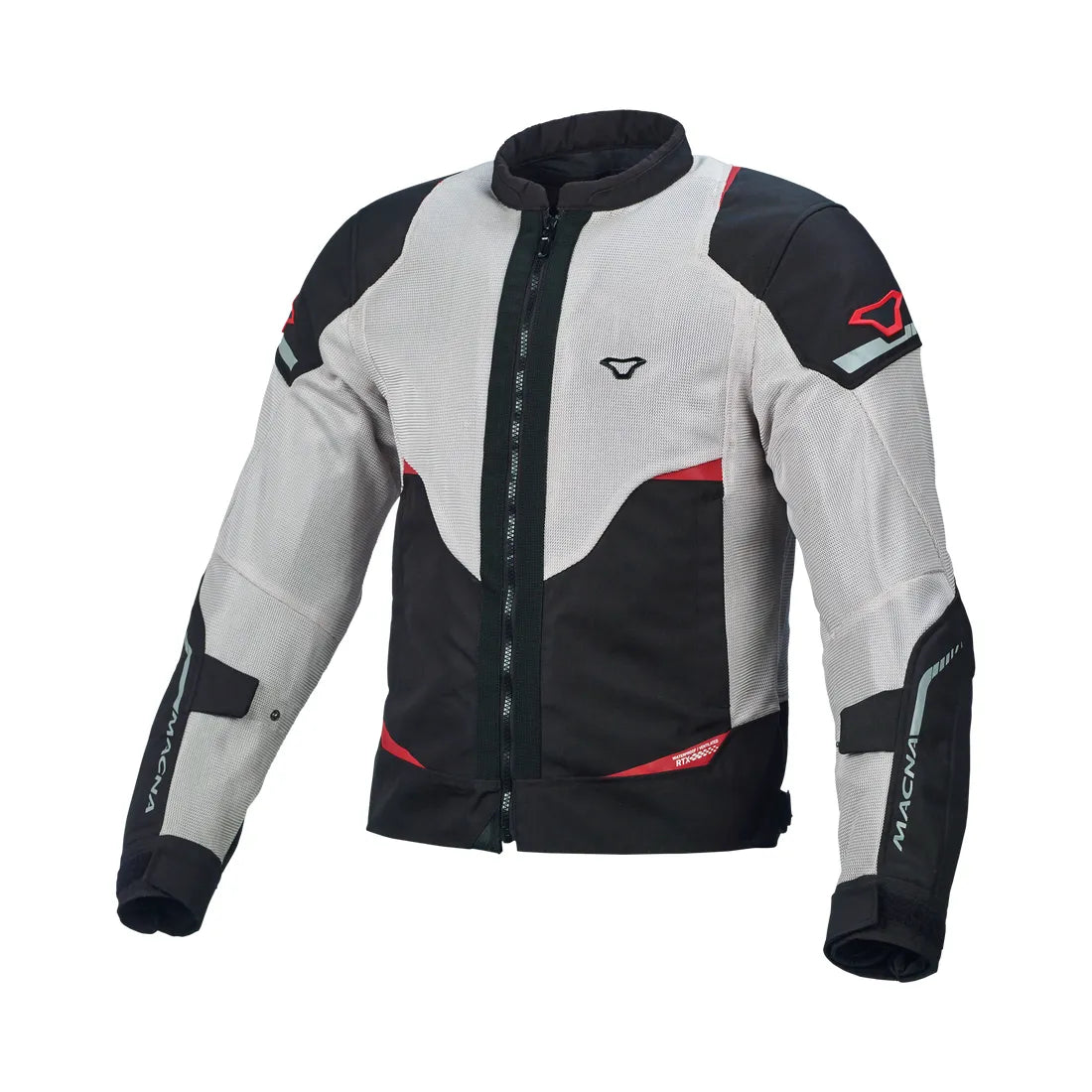 Macna Hurracage hombre Chaqueta aventura malla Gris Claro Negro Rojo – 1 – Maximomoto PT