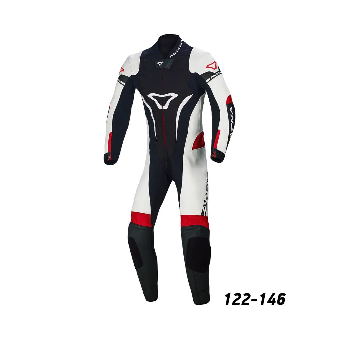 MACNA JUNIOR 1 PC Moto Perforado Couro Fatos Preto Branco Vermelho – 2 – Maximomoto PT