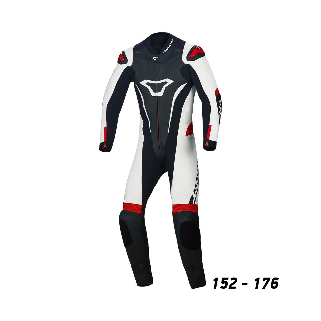 MACNA JUNIOR 1 PC Moto Perforado Couro Fatos Preto Branco Vermelho – 1 – Maximomoto PT