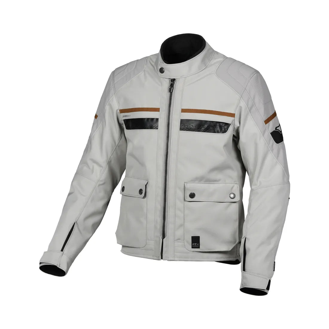 Macna Oryon men's textile motorcycle jacket Light Gray – 1 – Maximomoto PT