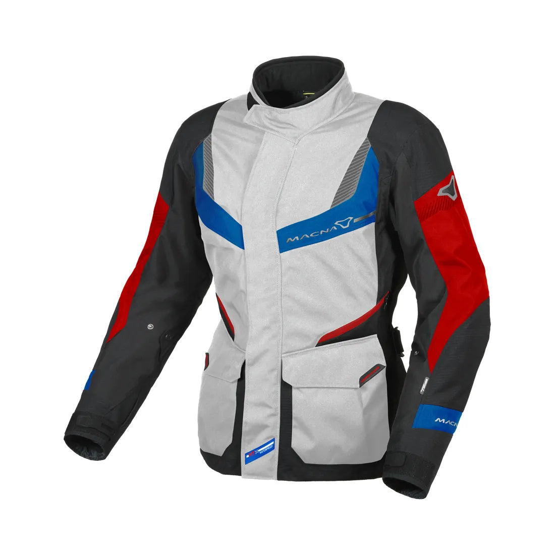 Macna Rancher mujer Chaqueta moto carreras Gris Claro Azul Rojo – 1 – Maximomoto PT