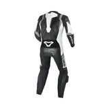 MACNA VARSHALL 1 PIEZA MOTO PERFORADO TRAJE DE CUERO NEGRO BLANCO - Mono