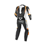MACNA VARSHALL 1 PIEZA MOTO PERFORADO TRAJE DE CUERO NEGRO NARANJA BLANCO - Mono