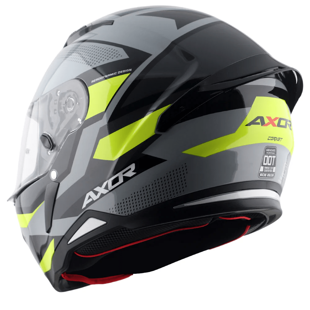 AXOR HUNTER CORNET Moto Integral Capacete Preto Matt Amarelo Fluo – 7 – Maximomoto PT