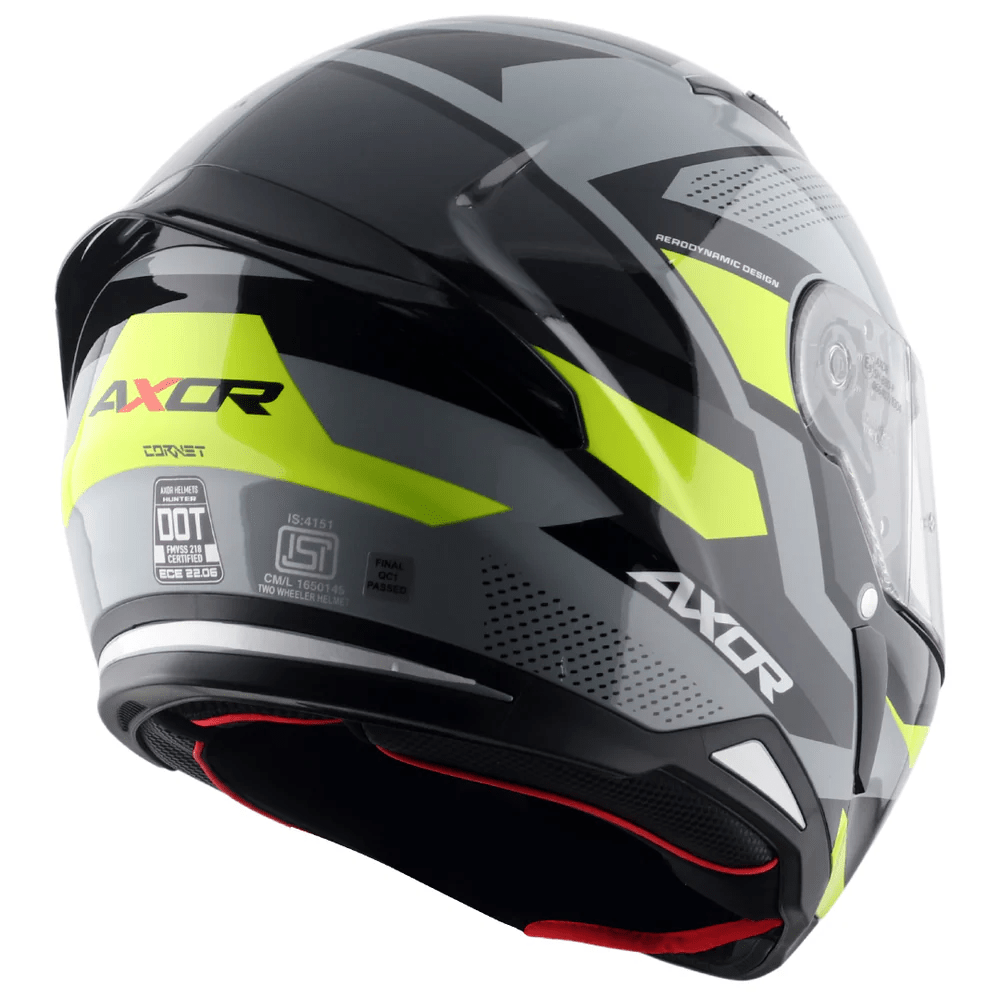 AXOR HUNTER CORNET Moto Integral Capacete Preto Matt Amarelo Fluo – 6 – Maximomoto PT