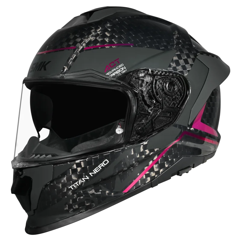 SMK TITAN CARBON CAPACETES DE MOTO GLOSS PRETO CINZA ROSA – 1 – Maximomoto PT