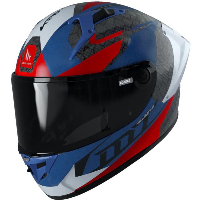 MT FF103PLUSC KRE Carbono Projétil D7 Moto Integral Capacetes Azul Brilhante
