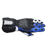 R-TECH HAWK Luvas De Moto Couro Preto Azul