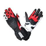 R-TECH HAWK Luvas De Moto Couro Preto Vermelho