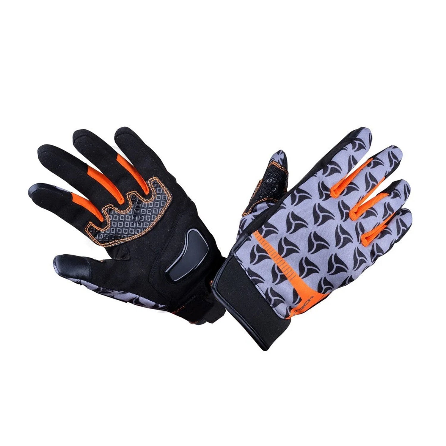 R-TECH LEOPARD Motorcycle Textile Gloves Black Orange – 1 – Maximomoto PT