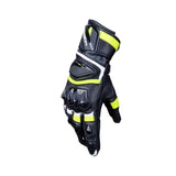 R-TECH ROBO Moto Homem Couro Luvas Preto Fluorescente Amarelo
