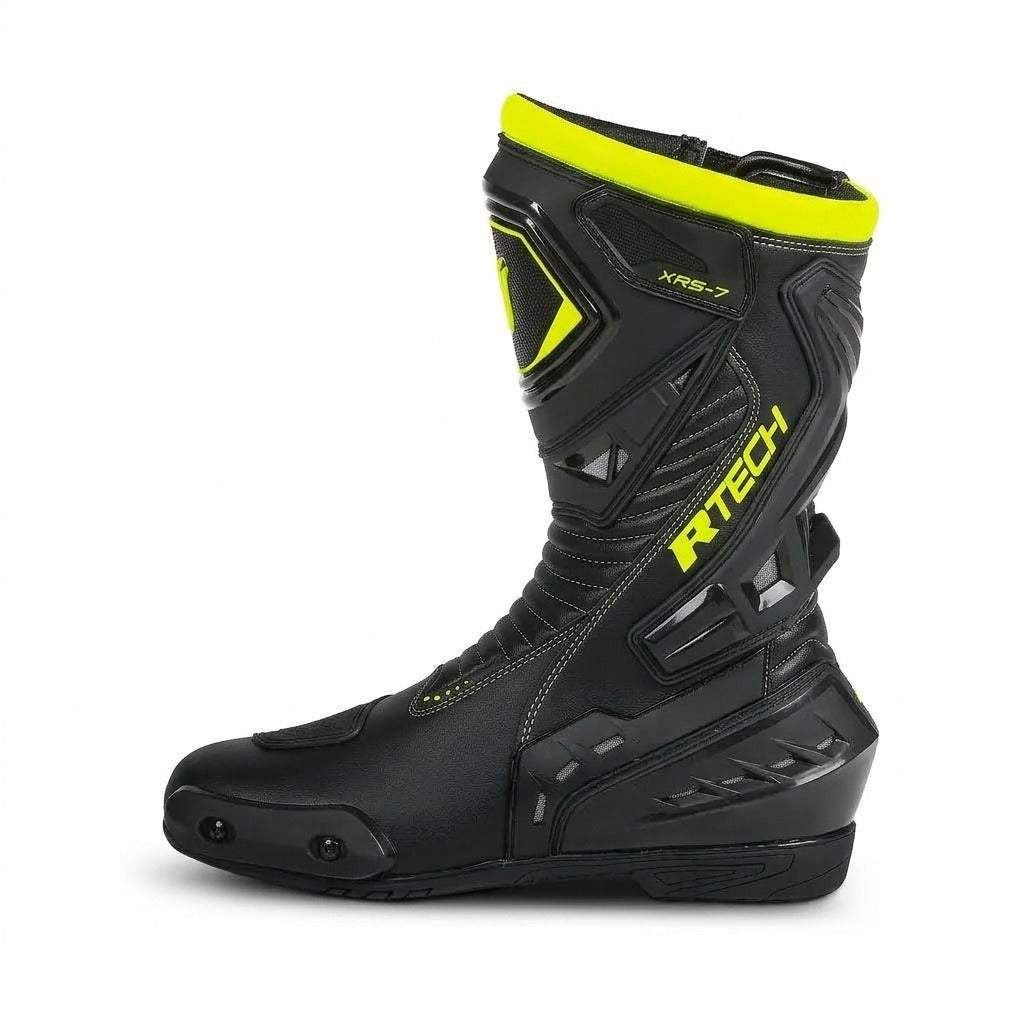 R-TECH TORNADO 2.0 Leather Motorcycle Boots Black Gray Yellow – 2 – Maximomoto PT