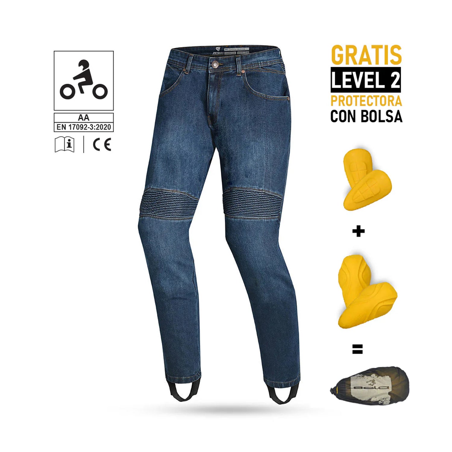 R-TECH VALENCIA Vaquero Denim Jeans Moto Calcas Azul 34L – 4 – Maximomoto PT
