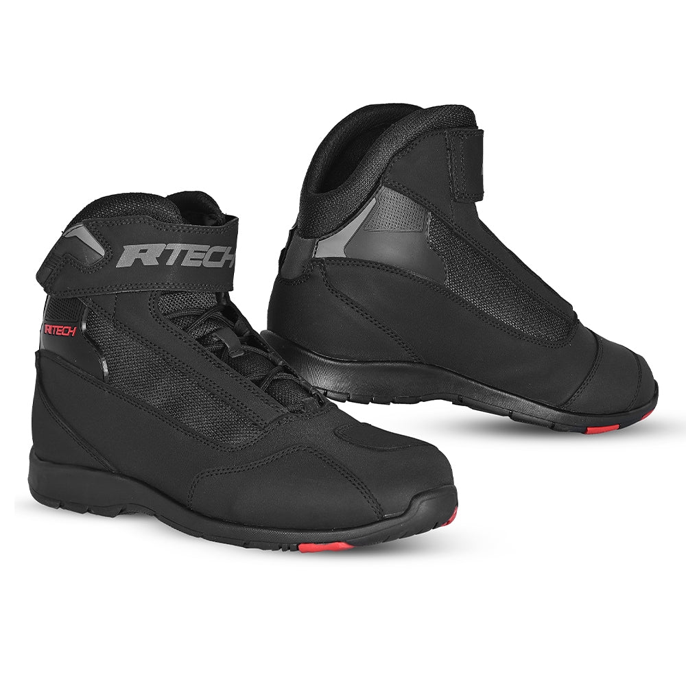 R-TECH AIRPRO Moto Urbana Couro Botas Preto - Imagem dupla de botas