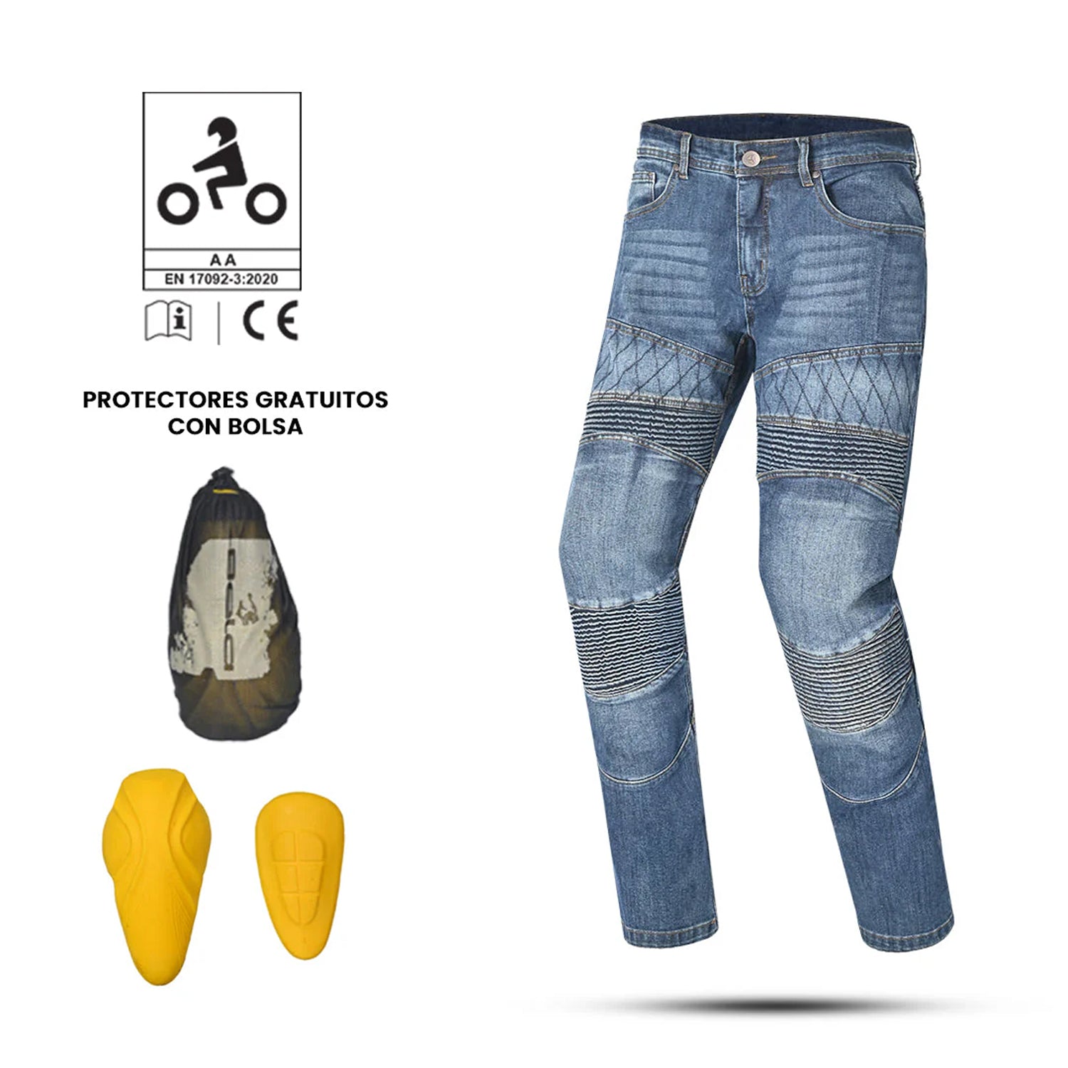R-TECH CASTEL CE Approved AA Jeans Motorcycle Pants Blue – 4 – Maximomoto PT