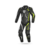 R-TECH DEFENDER GP 1 PC Moto Fatos Preto Branco Amarelo - imagem frontal do terno