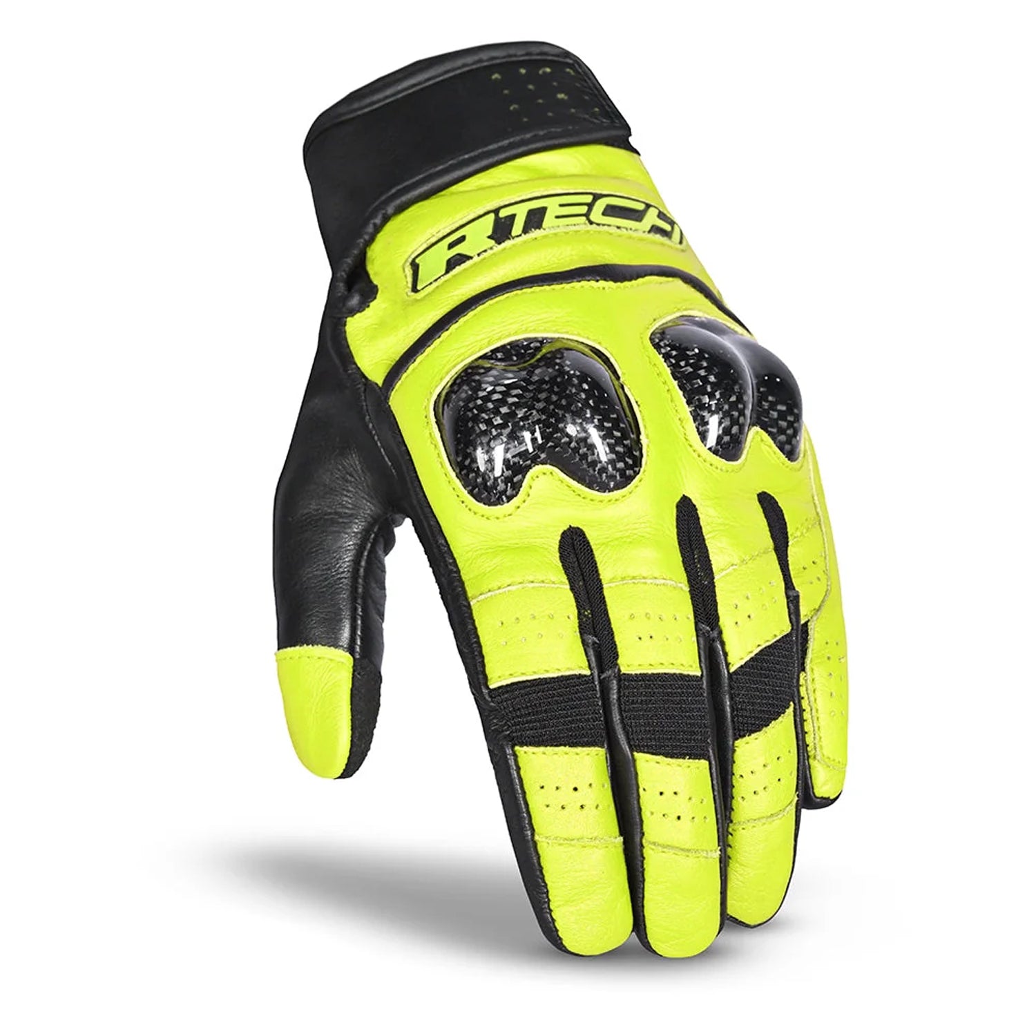 R-TECH FALCON Motorcycle Leather Summer Gloves Black Fluorescent Yellow – 2 – Maximomoto PT